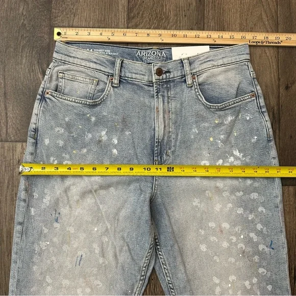 Arizona Jean Vintage Straight High Rise Paint Splash Design Junior Jeans Sz 14 - Picture 9 of 11